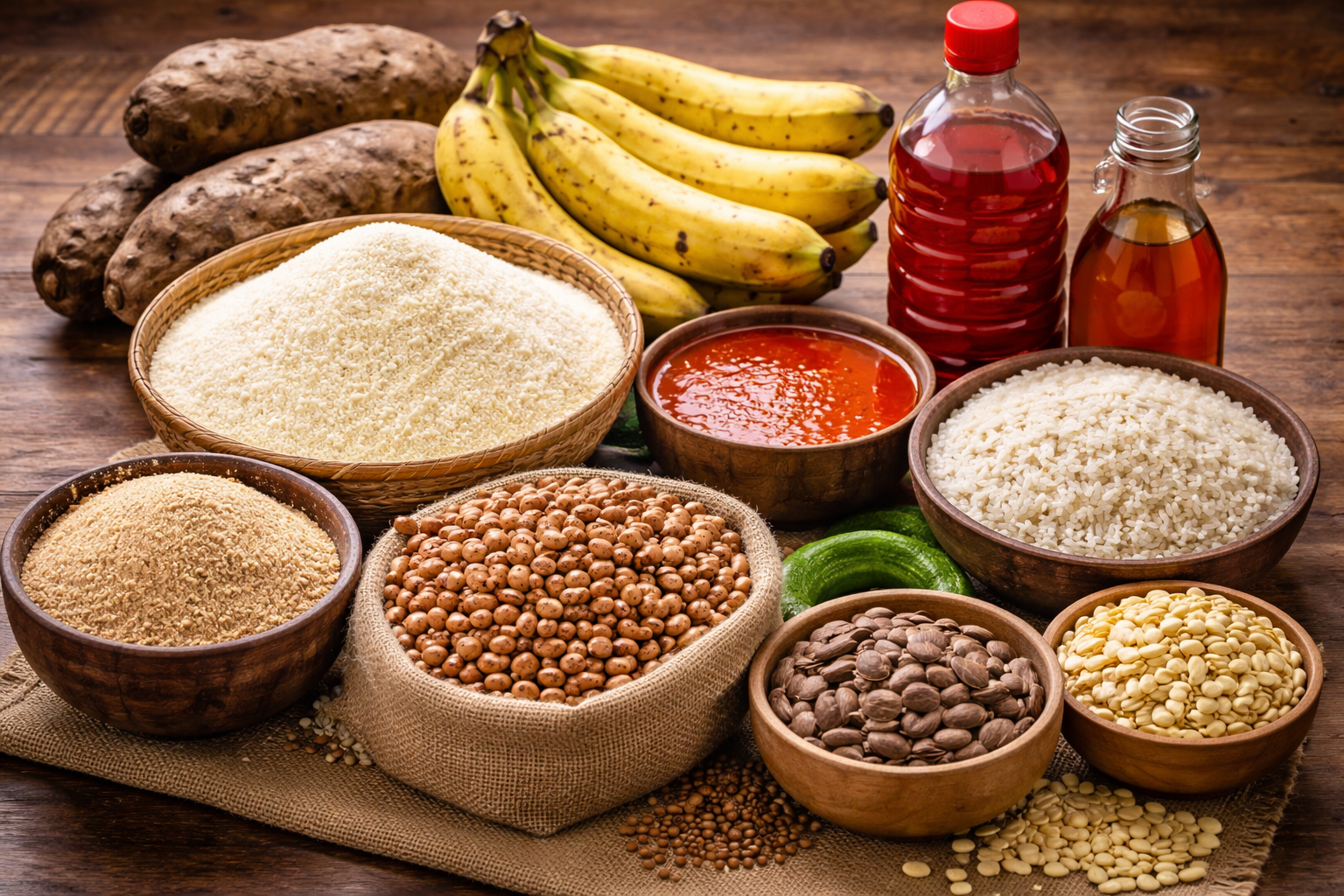 Nigerian Staple Food Ingredients Assortment
